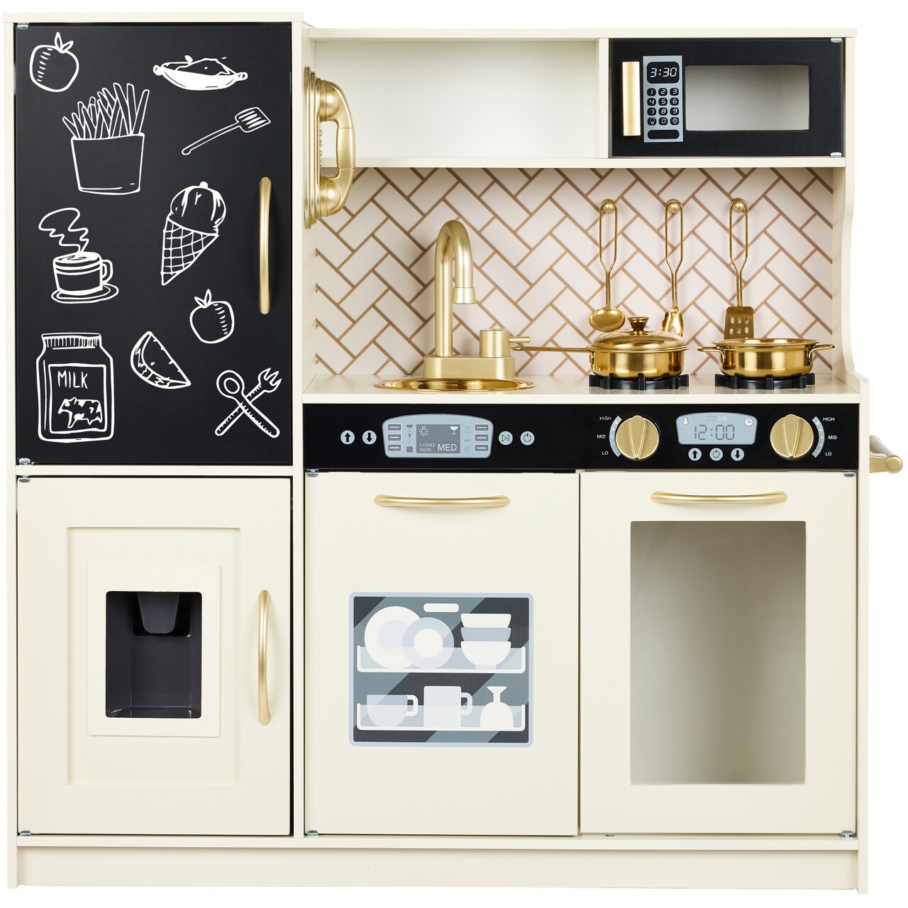 Best Choice Products Pretend Play Kitchen Wooden Toy Set for Kids w/ Telephone, Utensils, Oven, Microwave